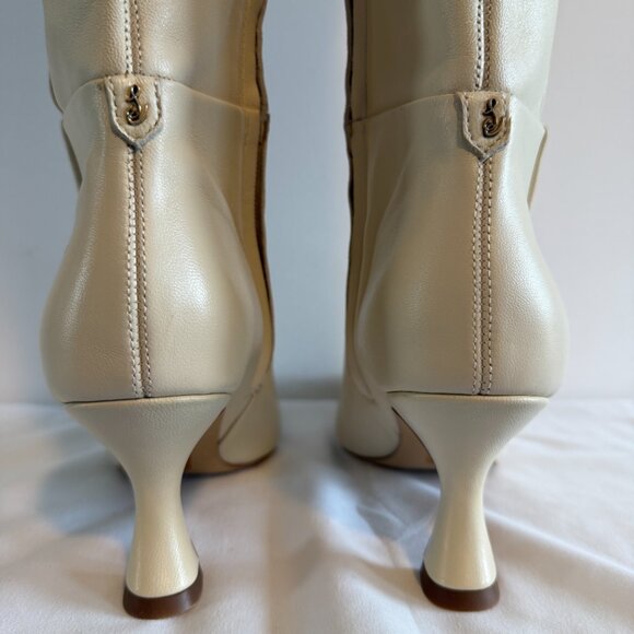 NWOT SAM EDELMAN Leigh Ivory Leather Knee High Tall Dress Boots 7.5 - Picture 9 of 15